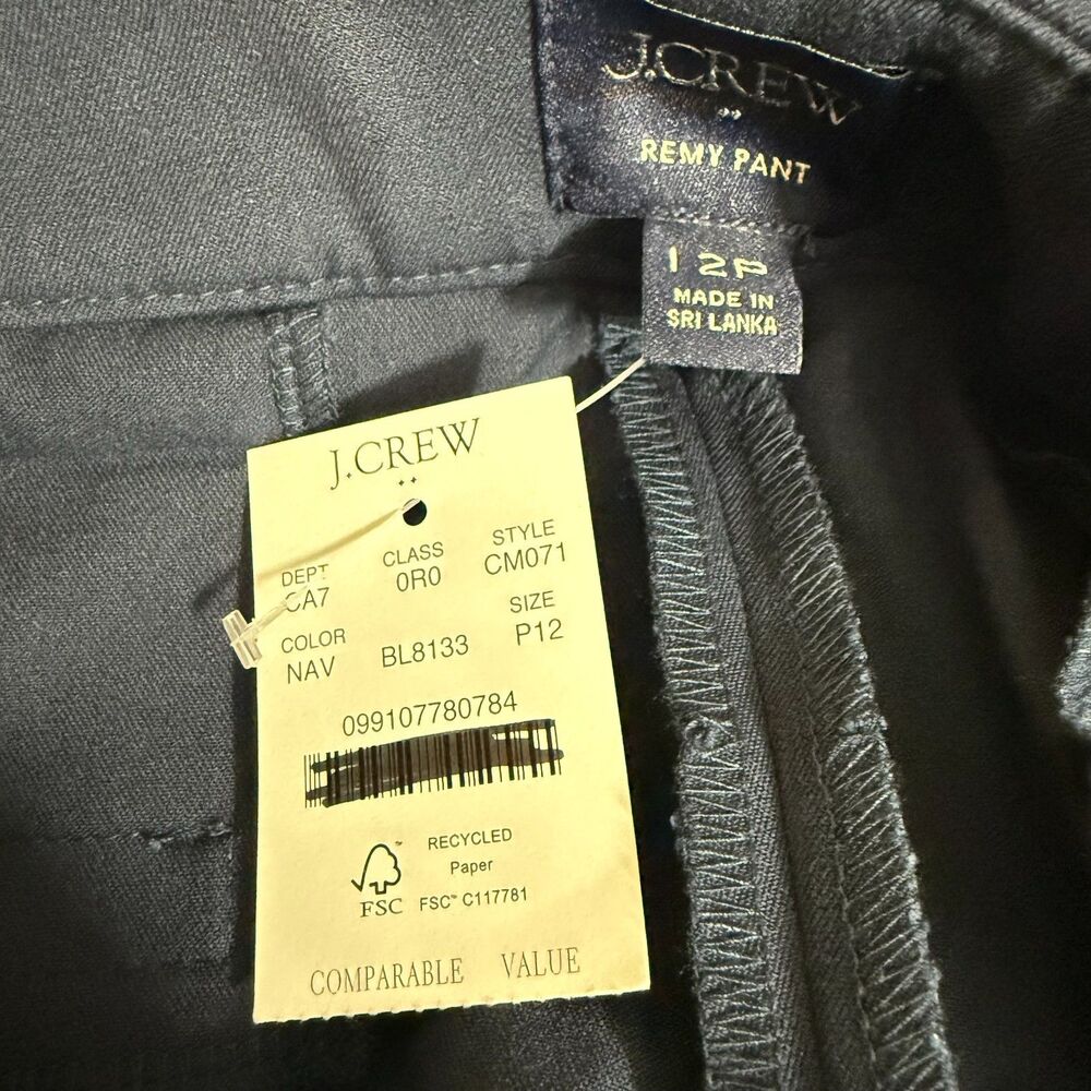 J.CREW Full-Length Remy Wide-Leg Pant 12P Navy Blue Slant Pockets NWT B87 - Picture 4 of 6